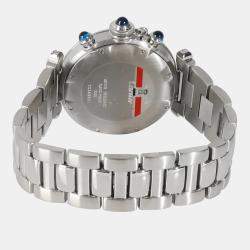 Pre Owned Cartier Silver Stainless Steel Pasha 1050 Quartz Men's Wristwatch 38 mm