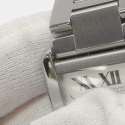 Pre Owned Cartier White Stainless Steel Tank Solo W5200028 Automatic Men's Wristwatch 31mm