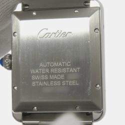 Pre Owned Cartier White Stainless Steel Tank Solo W5200028 Automatic Men's Wristwatch 31mm