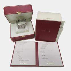 Pre Owned Cartier White Stainless Steel Tank Solo W5200028 Automatic Men's Wristwatch 31mm