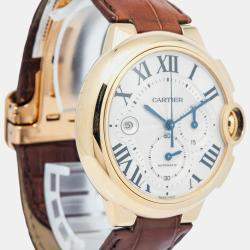 Cartier Ballon Bleu XL 3106 W6920007 White 18k Yellow Gold Automatic Men's Wristwatch 44mm