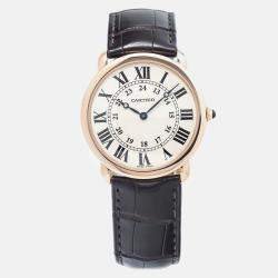 Cartier Ronde Louis W6800251 Manual Winding White Rose Gold Men's Wristwatch 36mm