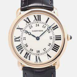 Cartier Ronde Louis W6800251 Manual Winding White Rose Gold Men's Wristwatch 36mm