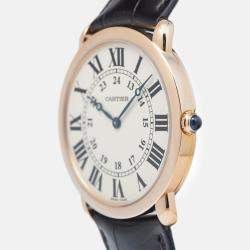 Cartier Ronde Louis W6800251 Manual Winding White Rose Gold Men's Wristwatch 36mm