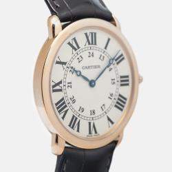 Cartier Ronde Louis W6800251 Manual Winding White Rose Gold Men's Wristwatch 36mm