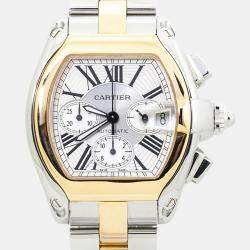 Cartier Roadster W62027Z1 Automatic Silver 18K Yellow Gold Stainless Steel Men's Wristwatch 43mm