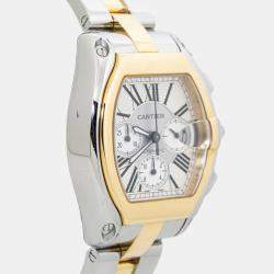 Cartier Roadster W62027Z1 Automatic Silver 18K Yellow Gold Stainless Steel Men's Wristwatch 43mm