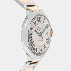 Cartier Ballon Bleu W69009Z3 Automatic Silver 18K Yellow Gold Stainless Steel Men's Wristwatch 42mm