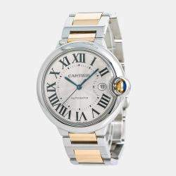 Cartier Ballon Bleu W69009Z3 Automatic Silver 18K Yellow Gold Stainless Steel Men's Wristwatch 42mm