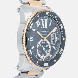 Cartier Calibre Diver W7100054 Automatic Black Gold Stainless Steel Men's Watch 42mm