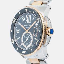 Cartier Calibre Diver W7100054 Automatic Black Gold Stainless Steel Men's Watch 42mm
