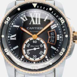 Cartier Calibre Diver W7100054 Automatic Black Gold Stainless Steel Men's Watch 42mm