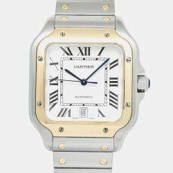 Cartier Santos W2SA0006 Automatic White 18K Yellow Gold Men's Wristwatch 40 mm