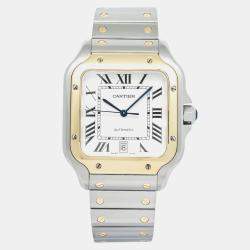 Cartier Santos W2SA0006 Automatic White 18K Yellow Gold Men's Wristwatch 40 mm