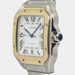 Cartier Santos W2SA0006 Automatic White 18K Yellow Gold Men's Wristwatch 40 mm