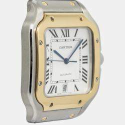 Cartier Santos W2SA0006 Automatic White 18K Yellow Gold Men's Wristwatch 40 mm