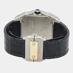 Cartier Santos 100 W20072X7 Automatic White 18K Yellow Gold Stainless Steel Men's Wristwatch 38 mm