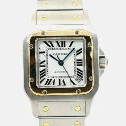 Cartier Santos W20099C4 Automatic White 18k Yellow Gold Stainless Steel Men's Wristwatch 35 mm