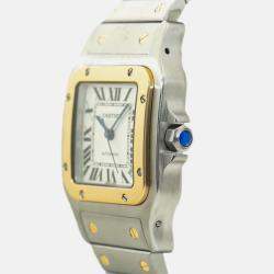 Cartier Santos W20099C4 Automatic White 18k Yellow Gold Stainless Steel Men's Wristwatch 35 mm