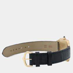 Pre Owned Cartier Santos Dumont WGSA0077 Quartz Blue 18k Yellow Gold Men's Wristwatch 31 mm