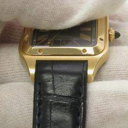 Pre Owned Cartier Santos Dumont WGSA0077 Quartz Blue 18k Yellow Gold Men's Wristwatch 31 mm