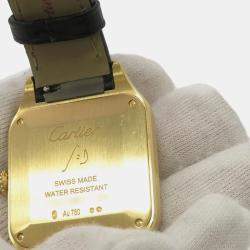 Pre Owned Cartier Santos Dumont WGSA0077 Quartz Blue 18k Yellow Gold Men's Wristwatch 31 mm