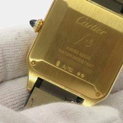 Pre Owned Cartier Santos Dumont WGSA0077 Quartz Blue 18k Yellow Gold Men's Wristwatch 31 mm