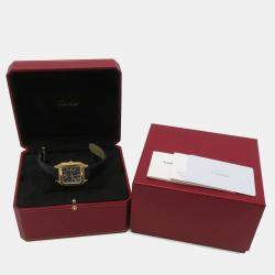 Pre Owned Cartier Santos Dumont WGSA0077 Quartz Blue 18k Yellow Gold Men's Wristwatch 31 mm