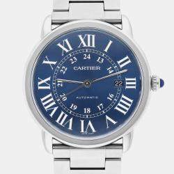 Pre Owned Cartier Ronde Solo WSRN0023 Automatic Blue Stainless Steel Men's Wristwatch 42 mm