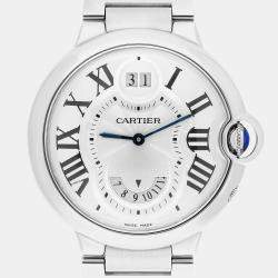 Pre Owned Cartier Ballon Bleu W6920011 Quartz Silver Stainless Steel Men's Wristwatch 38 mm
