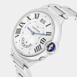 Pre Owned Cartier Ballon Bleu W6920011 Quartz Silver Stainless Steel Men's Wristwatch 38 mm