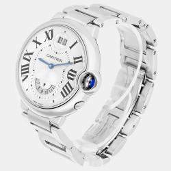 Pre Owned Cartier Ballon Bleu W6920011 Quartz Silver Stainless Steel Men's Wristwatch 38 mm