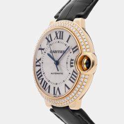 Pre Owned Cartier Ballon Bleu WE900451 Automatic White 18k Yellow Gold Men's Wristwatch 36mm