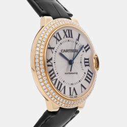 Pre Owned Cartier Ballon Bleu WE900451 Automatic White 18k Yellow Gold Men's Wristwatch 36mm