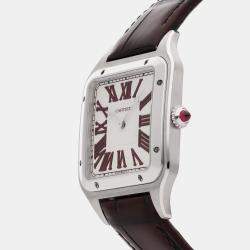 Pre Owned Cartier Santos-Dumont XL WGSA0082 Manual Winding White Platinum Men's Wristwatch 47mm