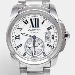 Pre Owned Cartier Silver Stainless Steel Calibre de Cartier W7100015 Men's Wristwatch 42 mm