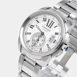 Pre Owned Cartier Silver Stainless Steel Calibre de Cartier W7100015 Men's Wristwatch 42 mm
