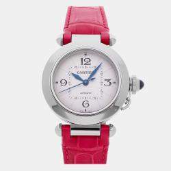 Pre Owned Pre-Owned Cartier Pasha WSPA0012 Automatic Silver Stainless Steel Wristwatch 35 mm