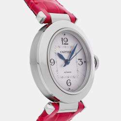 Pre Owned Pre-Owned Cartier Pasha WSPA0012 Automatic Silver Stainless Steel Wristwatch 35 mm