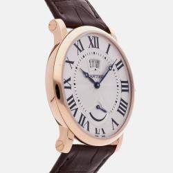 Pre Owned Cartier Rotonde De Cartier W1556252 Manual Winding Silver 18K Rose Gold Men’s Wristwatch 42 mm