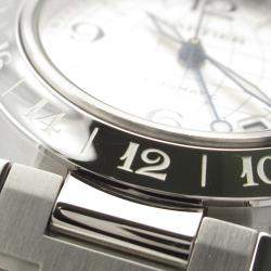 Pre Owned Cartier Pasha C GMT Meridian W31078M7 Automatic Silver Stainless Steel Men's Wristwatch 35 mm