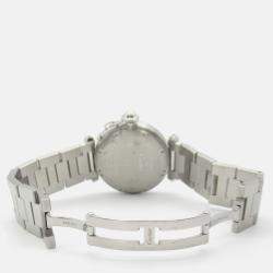 Pre Owned Cartier Pasha C GMT Meridian W31078M7 Automatic Silver Stainless Steel Men's Wristwatch 35 mm
