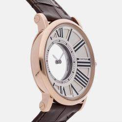 Pre Owned Cartier Rotonde De Cartier W1556223 Manual Winding Silver 18k Rose Gold Men’s Wristwatch 42 mm