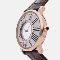 Pre Owned Cartier Rotonde De Cartier W1556223 Manual Winding Silver 18k Rose Gold Men’s Wristwatch 42 mm