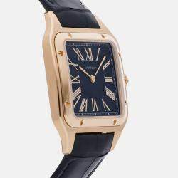 Pre Owned Cartier Santos Dumont WGSA0115 Quartz Blue 18k Yellow Gold Women’s Wristwatch 31 mm