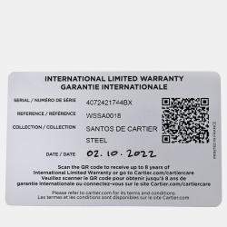 Pre Owned Cartier Santos WSSA0018 Automatic White Stainless Steel Men's Wristwatch 40 mm