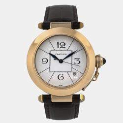 Pre Owned Cartier Pasha 820901 Automatic Silver 18K Yellow Gold Men's Wristwatch 38 mm