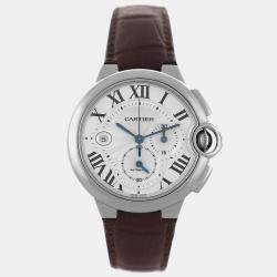 Pre Owned Cartier Ballon Bleu W6920005 Automatic Silver 18k White Gold Men's Wristwatch 42 mm