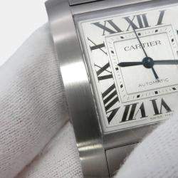 مملوكة مسبقًا ساعة يد رجالية كارتتييه تانك فرانسيه WSTA0067 أوتوماتيك فضية ستانلس ستيل 30.5 مم