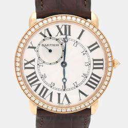 Pre Owned Cartier Ronde Louis Diamond Manual Winding Rose Gold Men's Wristwatch 42 mm